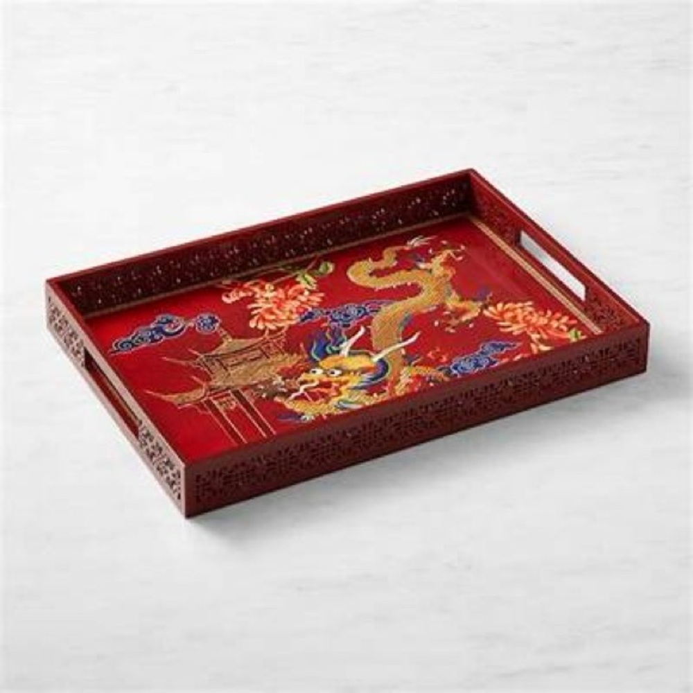 William Sonoma Lunar Dragon Lacquer Tray
